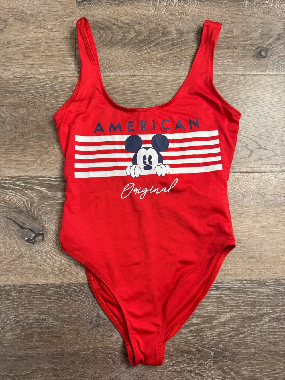 Disney Red One-Piece Swimsuit with Navy Mickey Graphic 1098